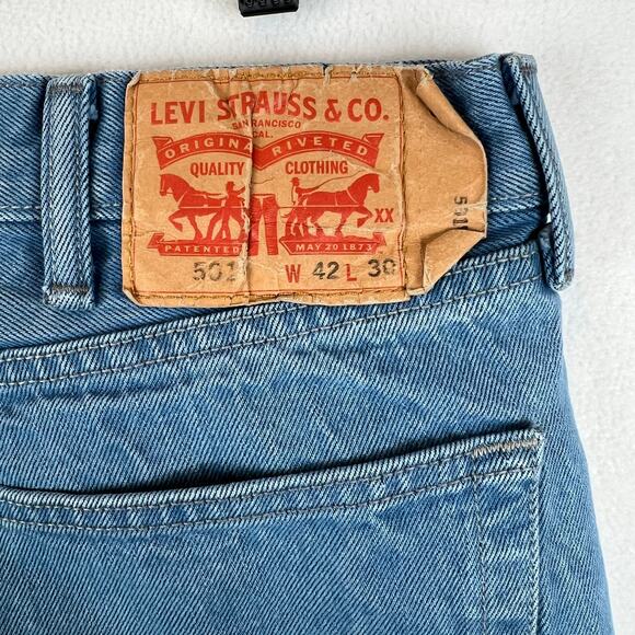 Levis 501 XX Jeans Mens 42x30 Blue Straight Button Fly Medium Wash (38x27) Denim - Picture 3 of 11